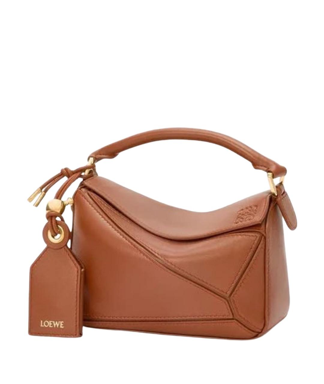 LOEWE Коричневая кожаная сумка с короткими ручками, фото 1