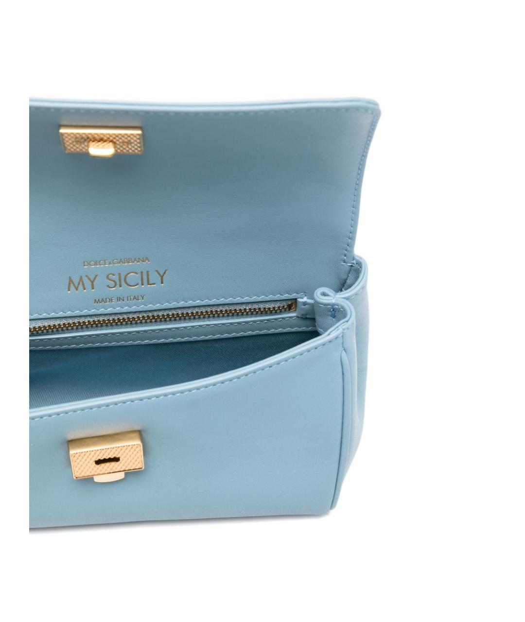 DOLCE&GABBANA Голубая кожаная сумка через плечо, фото 3