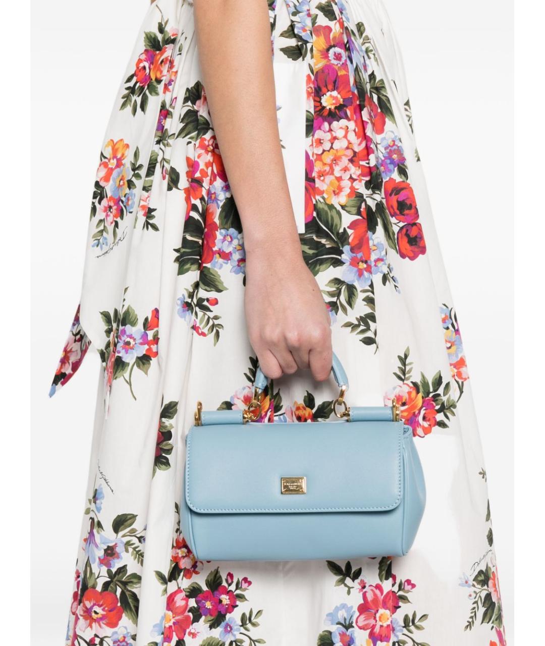 DOLCE&GABBANA Голубая кожаная сумка через плечо, фото 2