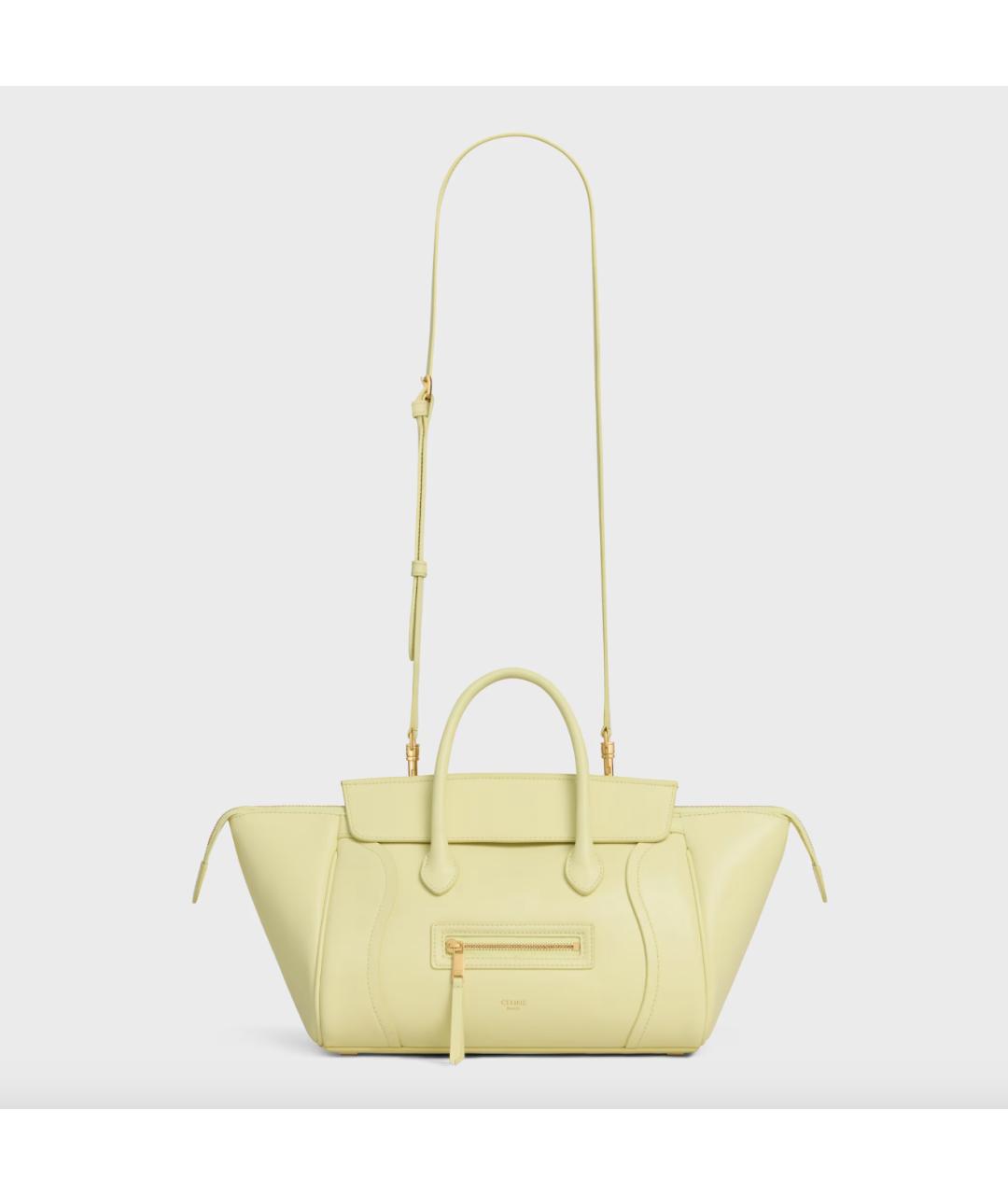 CELINE Желтая кожаная сумка тоут, фото 6