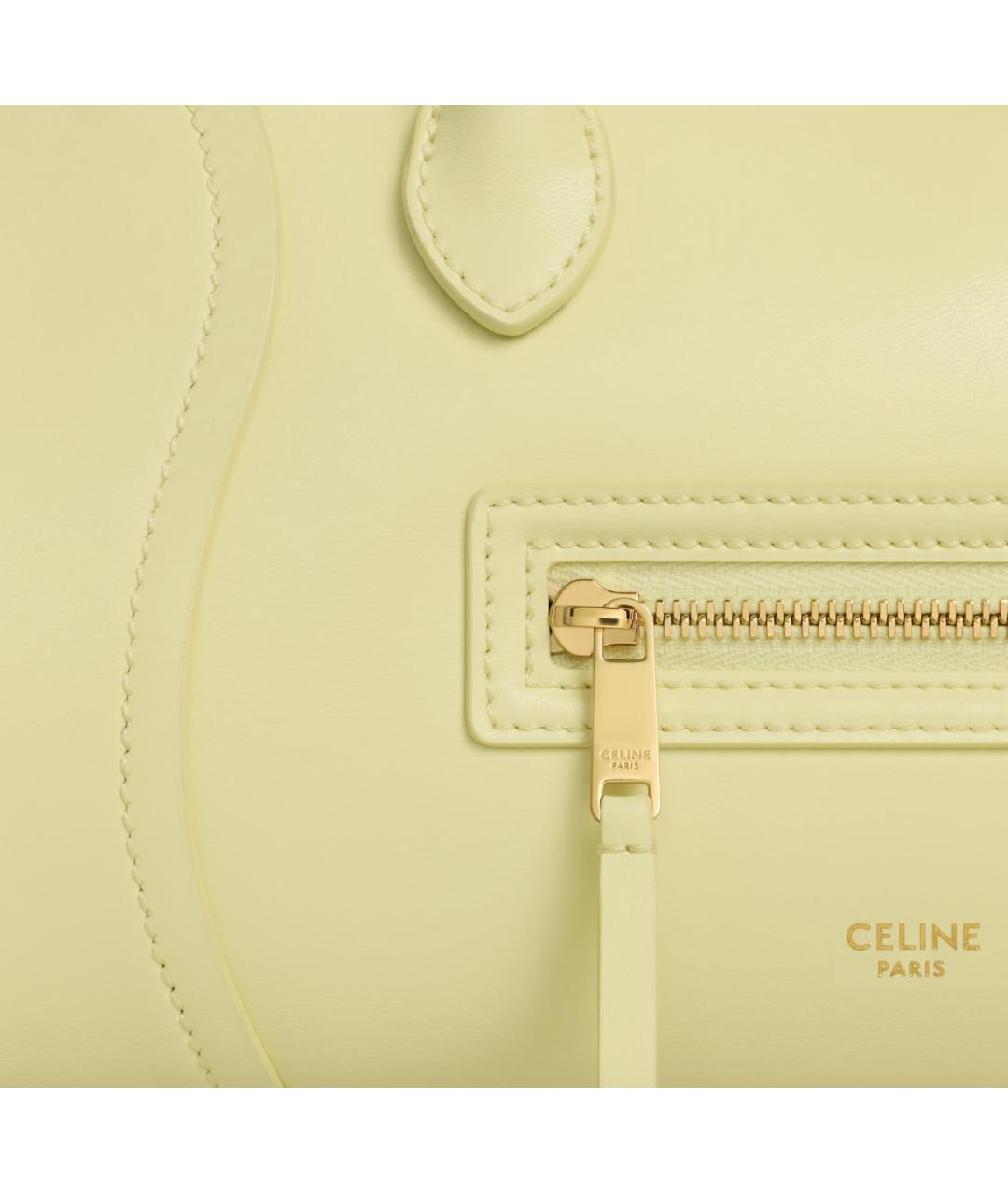 CELINE Желтая кожаная сумка тоут, фото 5
