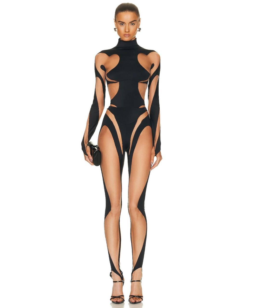 MUGLER Черные полиамидовые леггинсы и велосипедки, фото 2