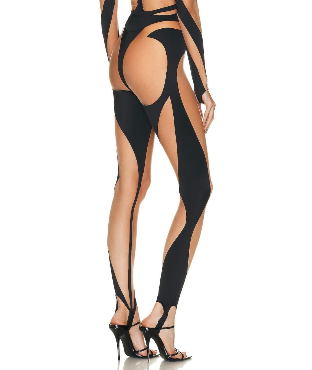 MUGLER Черные полиамидовые леггинсы и велосипедки, фото 5