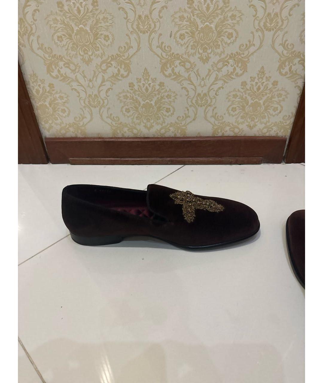 DOLCE&GABBANA Бордовые бархатные лоферы, фото 2