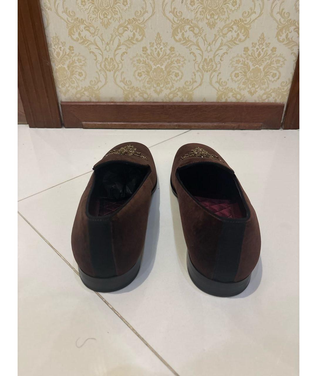DOLCE&GABBANA Бордовые бархатные лоферы, фото 5
