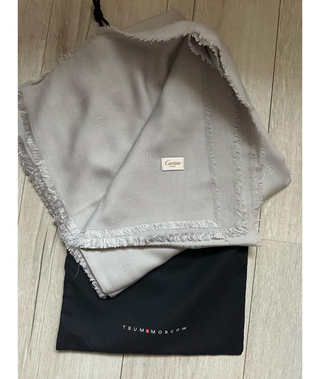 CARTIER Серый кашемировый платок, фото 2