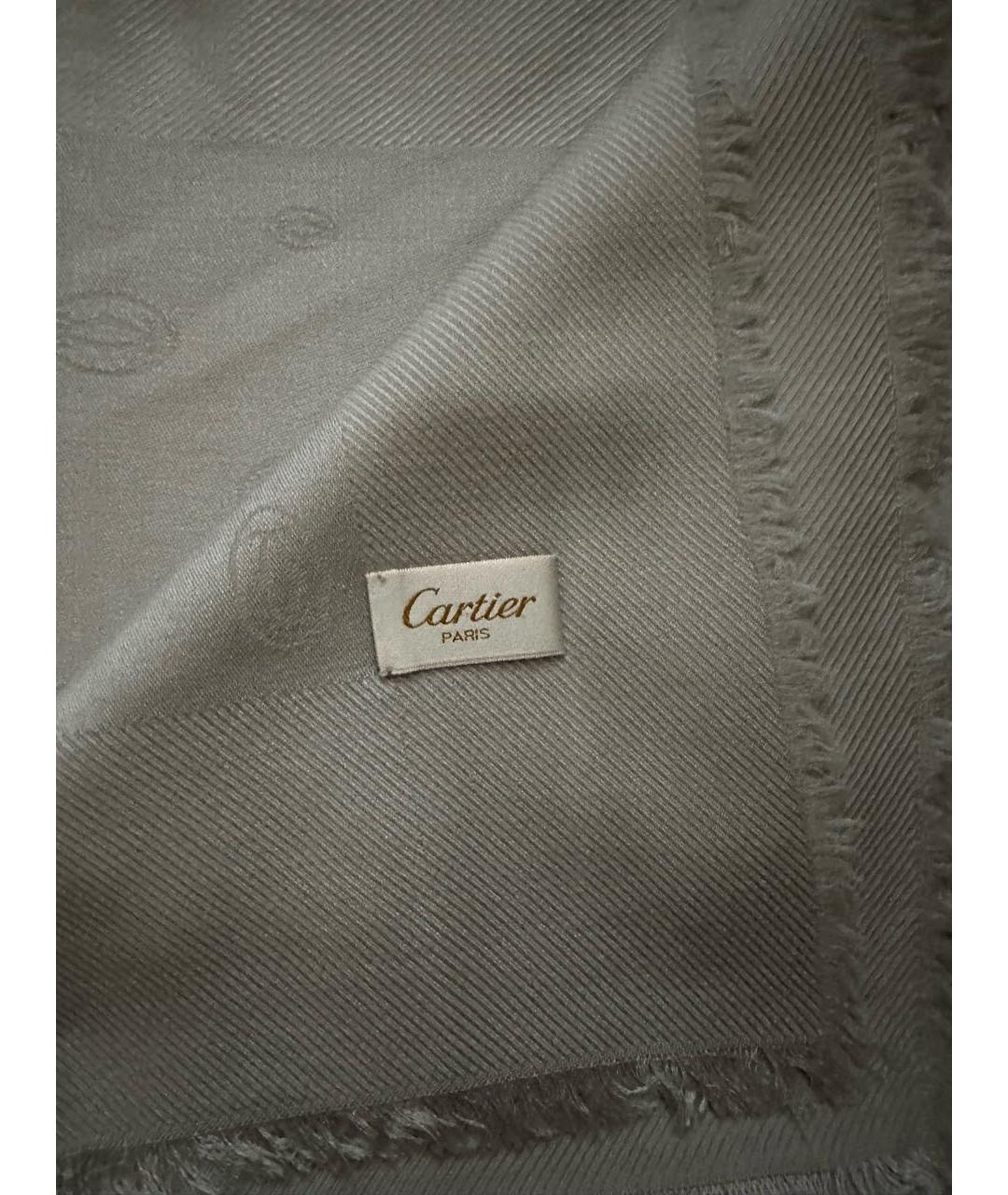 CARTIER Серый кашемировый платок, фото 3