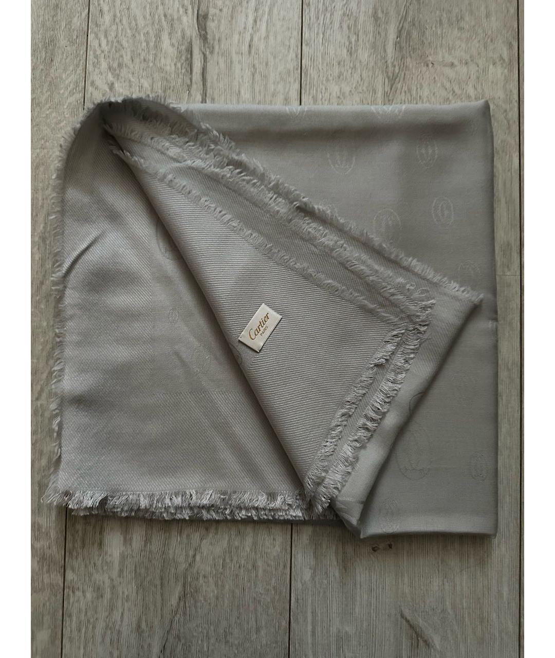 CARTIER Серый кашемировый платок, фото 6