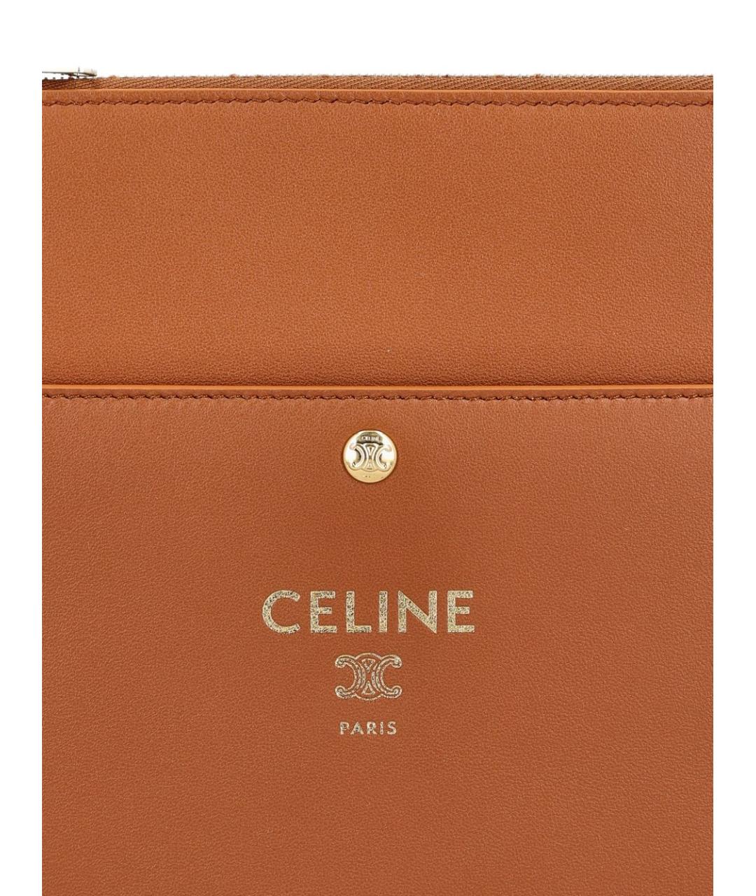 CELINE Коричневая кожаная сумка через плечо, фото 2