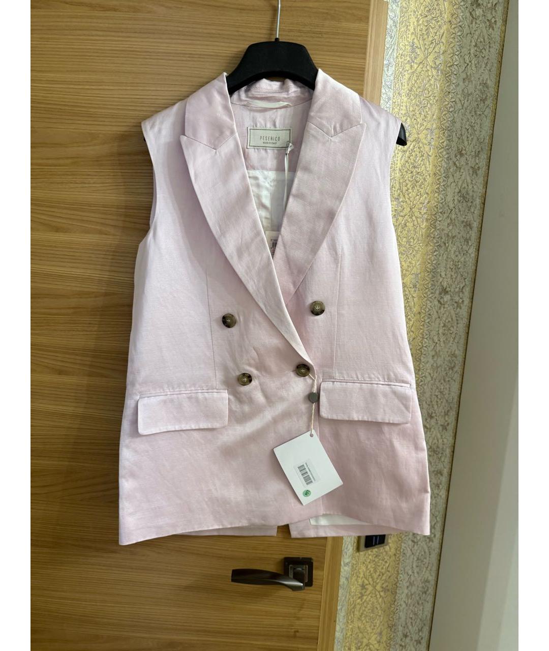 PESERICO Розовый льняной жилет, фото 6