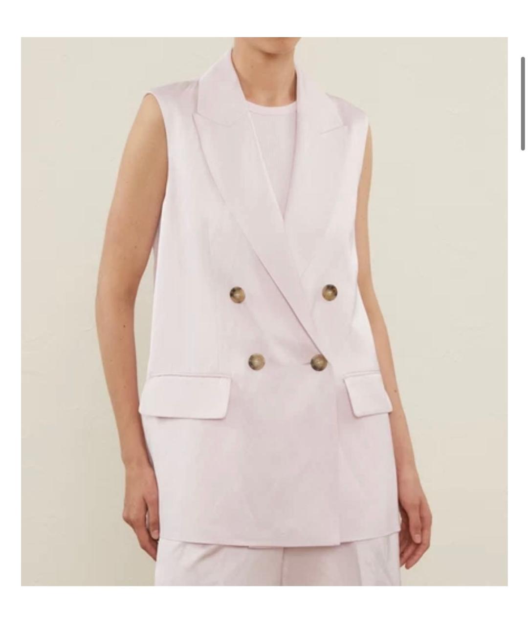 PESERICO Розовый льняной жилет, фото 7