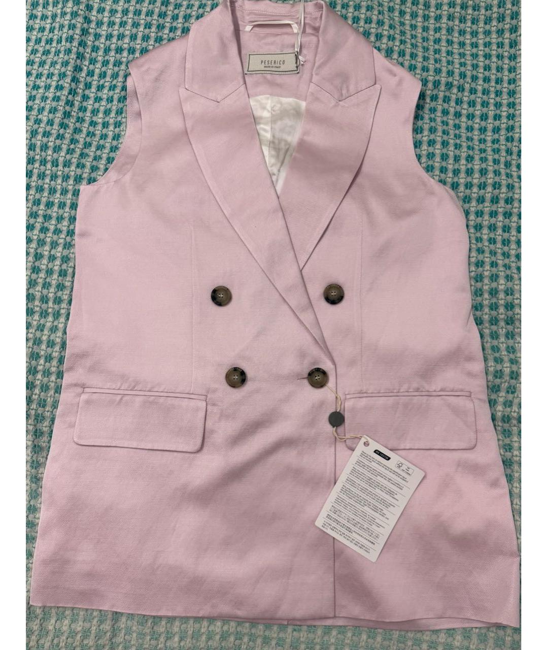 PESERICO Розовый льняной жилет, фото 2
