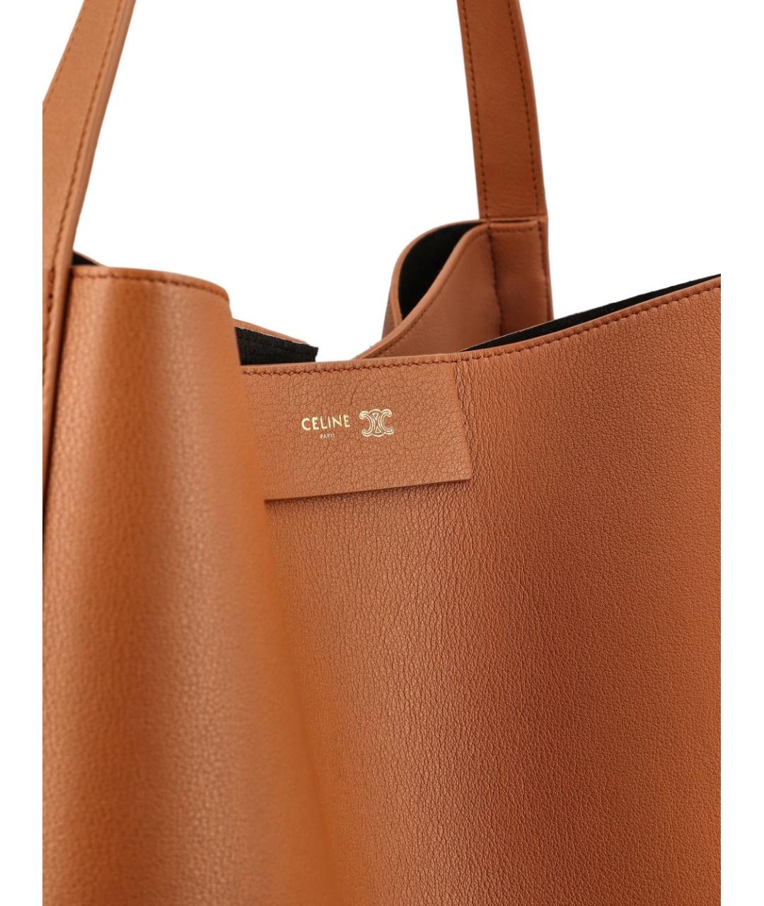 CELINE Коричневая кожаная сумка тоут, фото 4