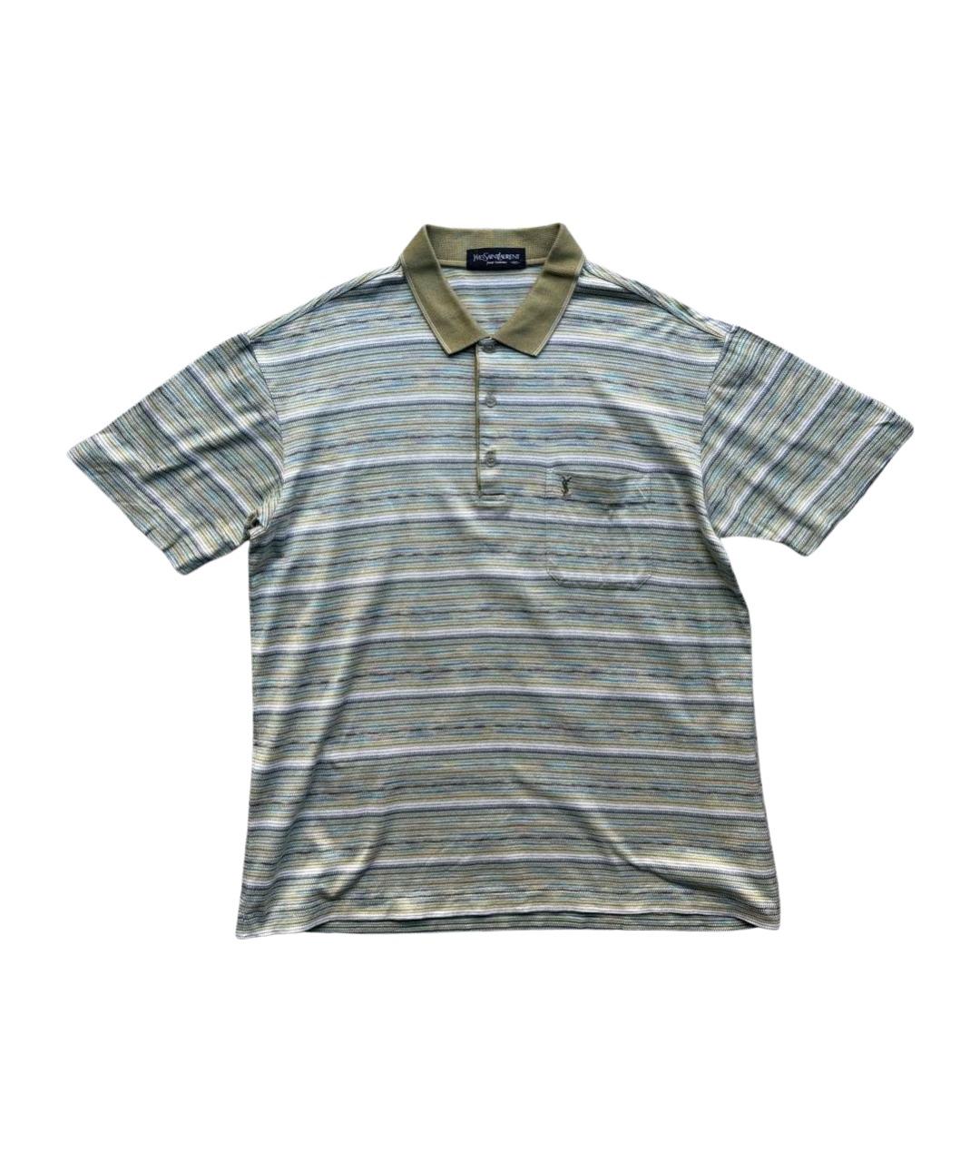 SAINT LAURENT Мульти хлопковое поло с коротким рукавом, фото 1