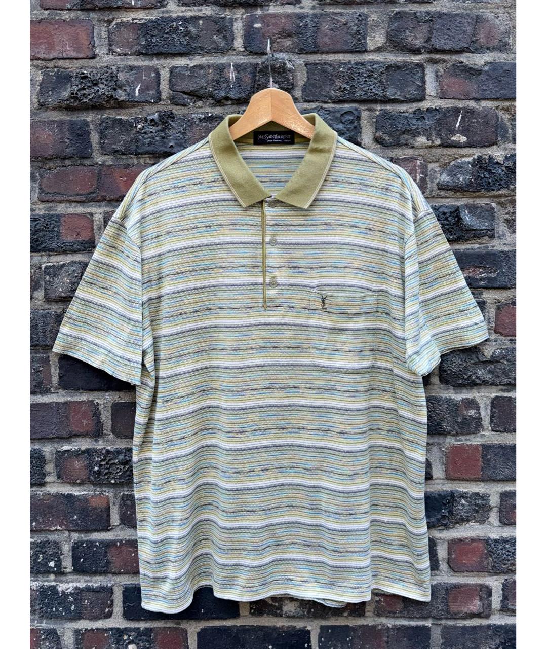SAINT LAURENT Мульти хлопковое поло с коротким рукавом, фото 2