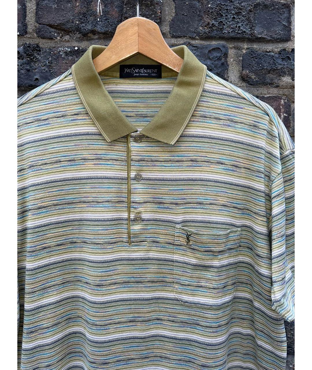 SAINT LAURENT Мульти хлопковое поло с коротким рукавом, фото 3