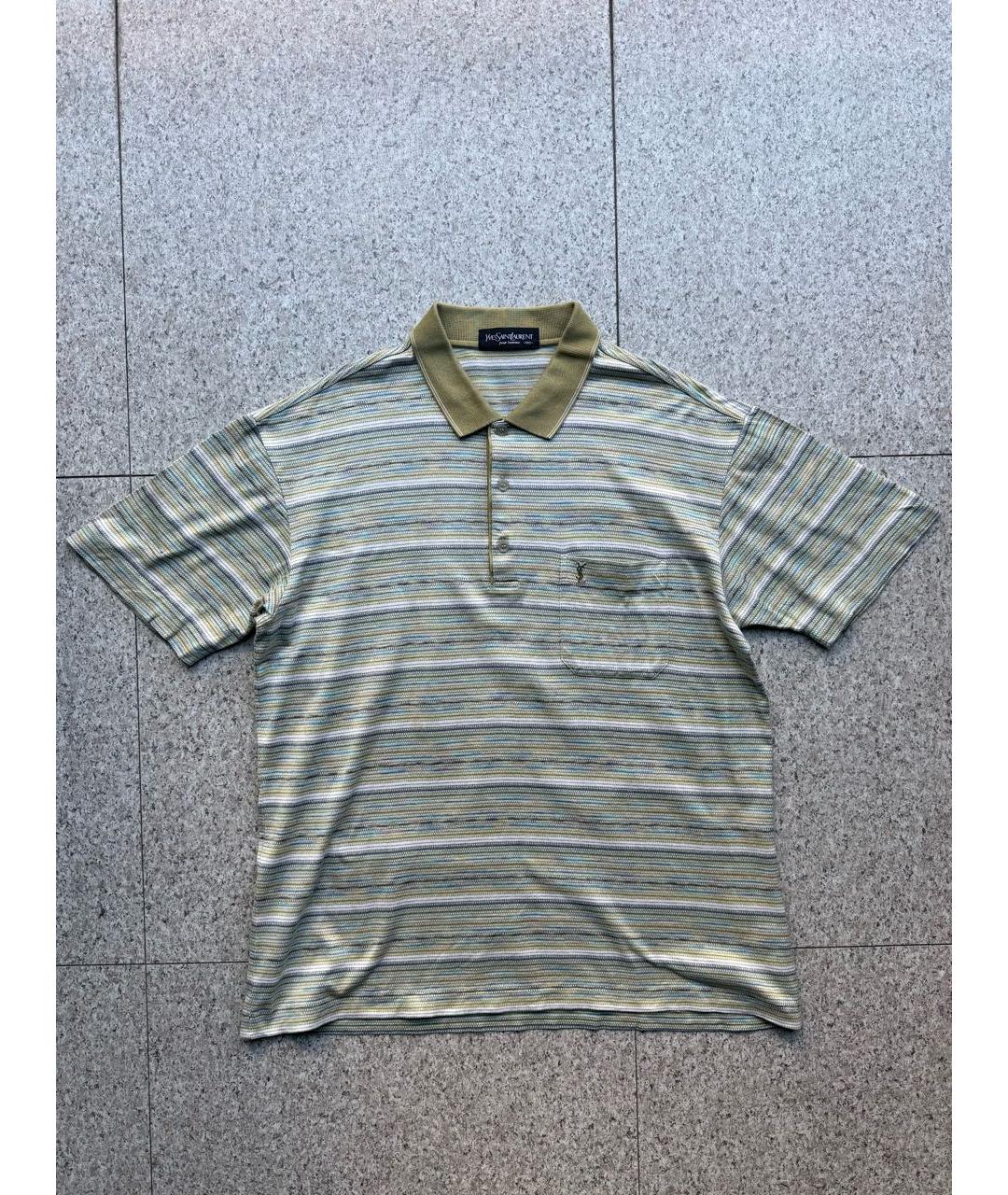 SAINT LAURENT Мульти хлопковое поло с коротким рукавом, фото 9