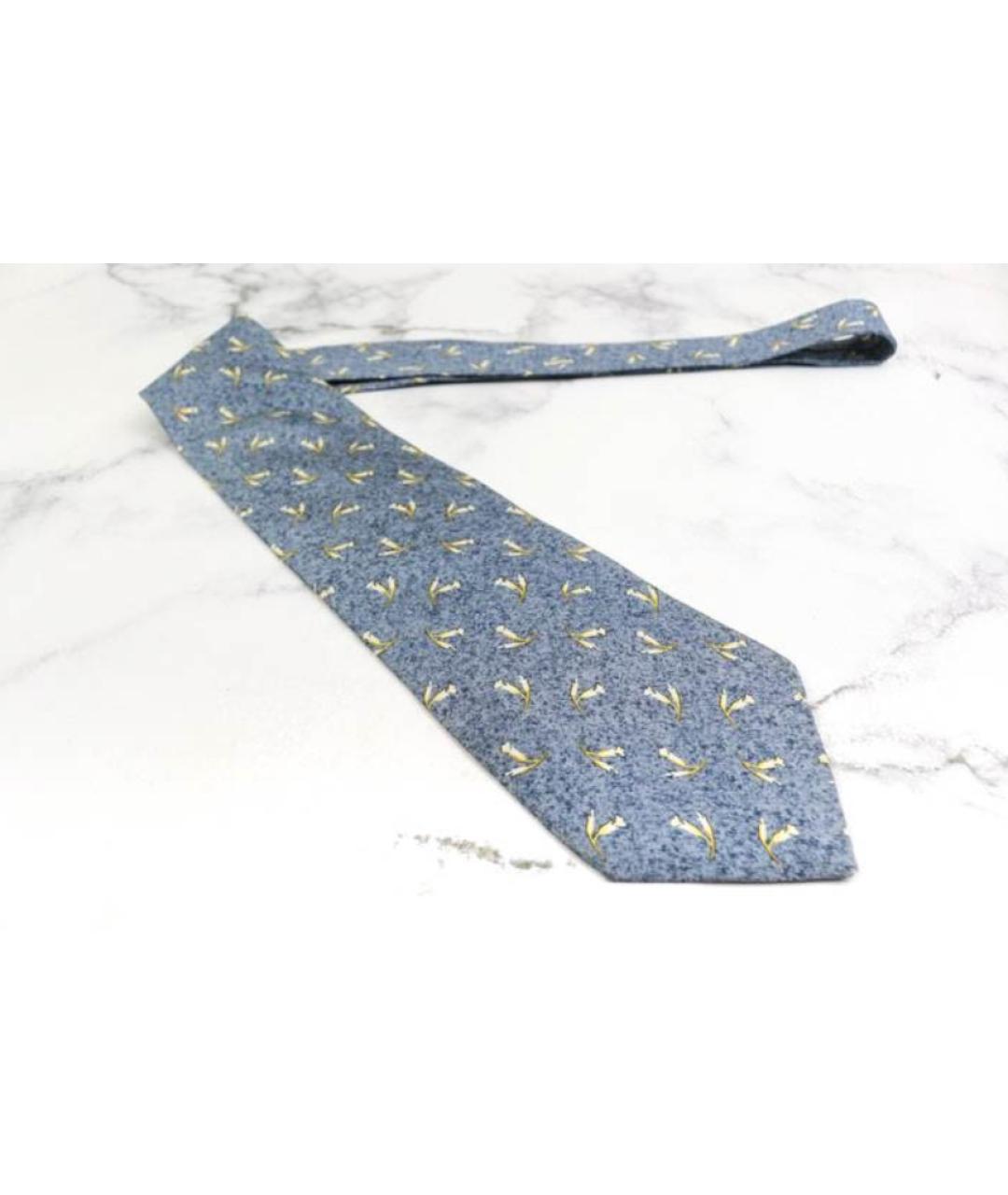 SAINT LAURENT Синий шелковый галстук, фото 2