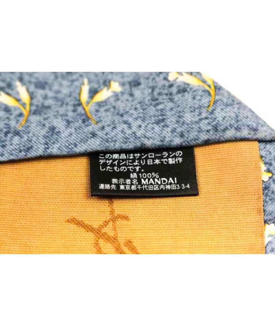 SAINT LAURENT Синий шелковый галстук, фото 5