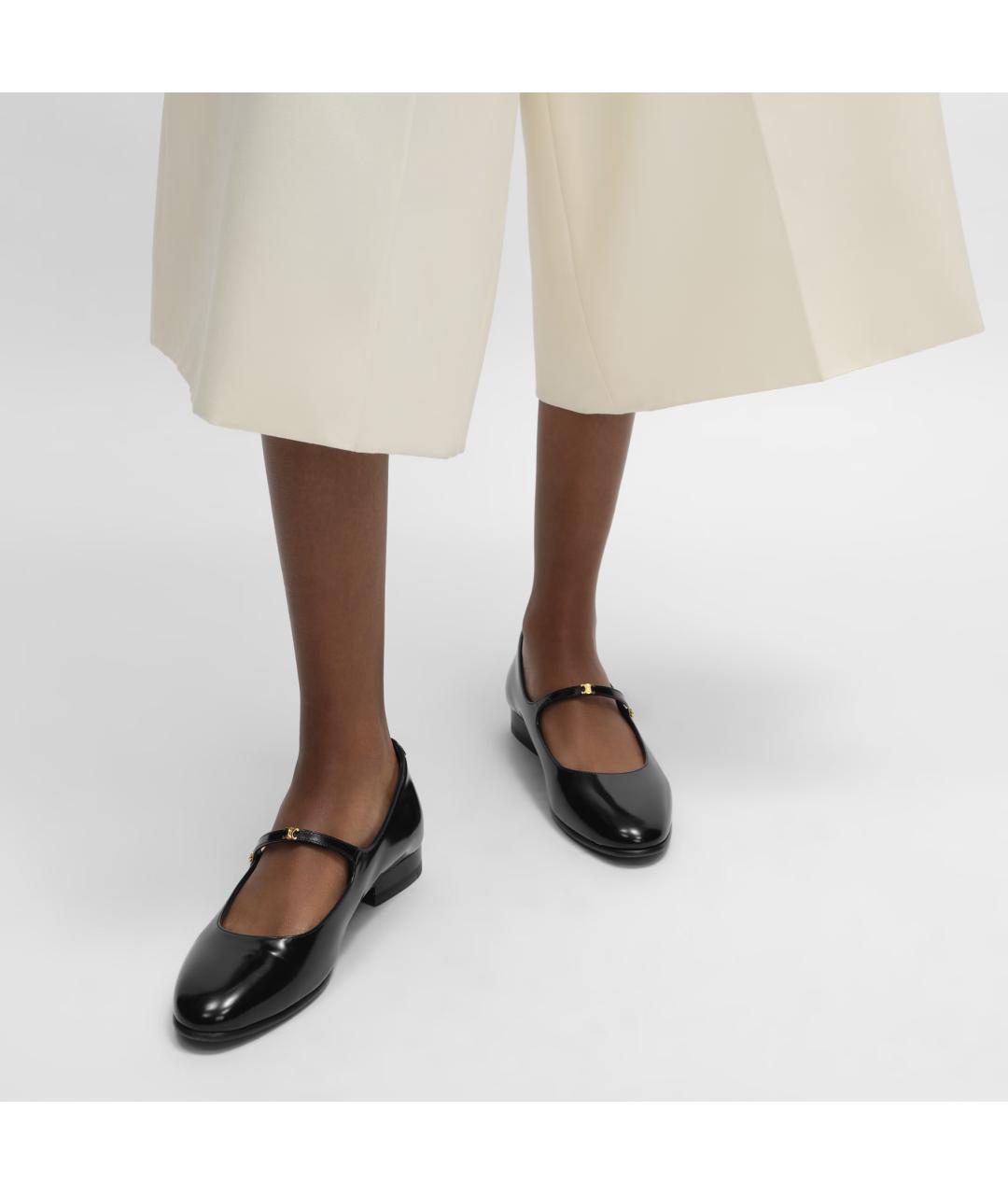 CELINE Черные балетки из лакированной кожи, фото 2
