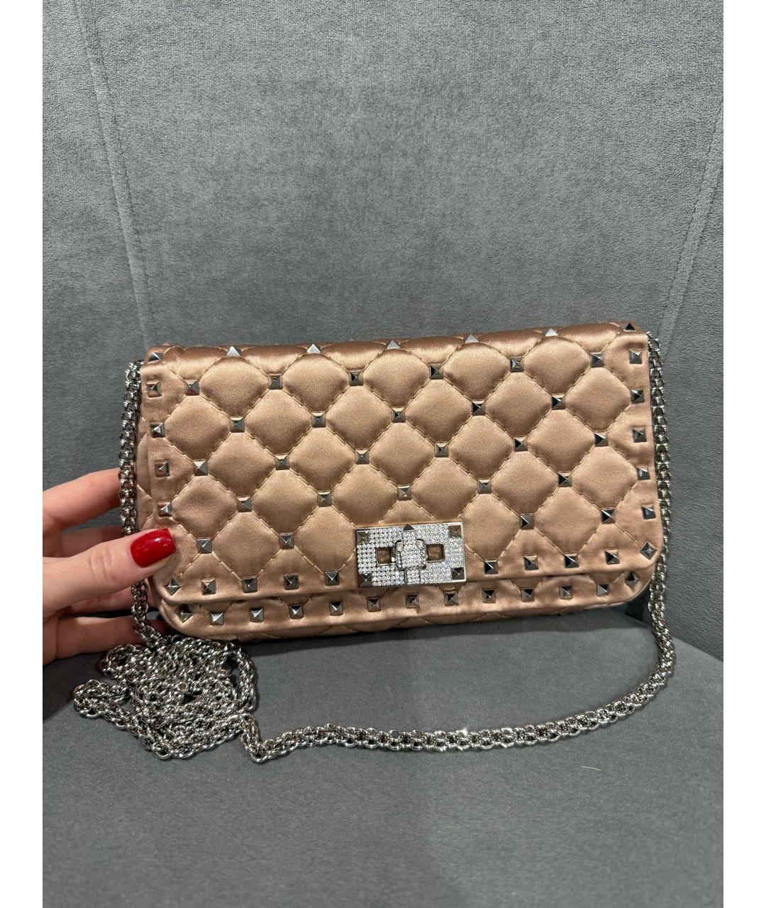 VALENTINO Розовая шелковая сумка через плечо, фото 3