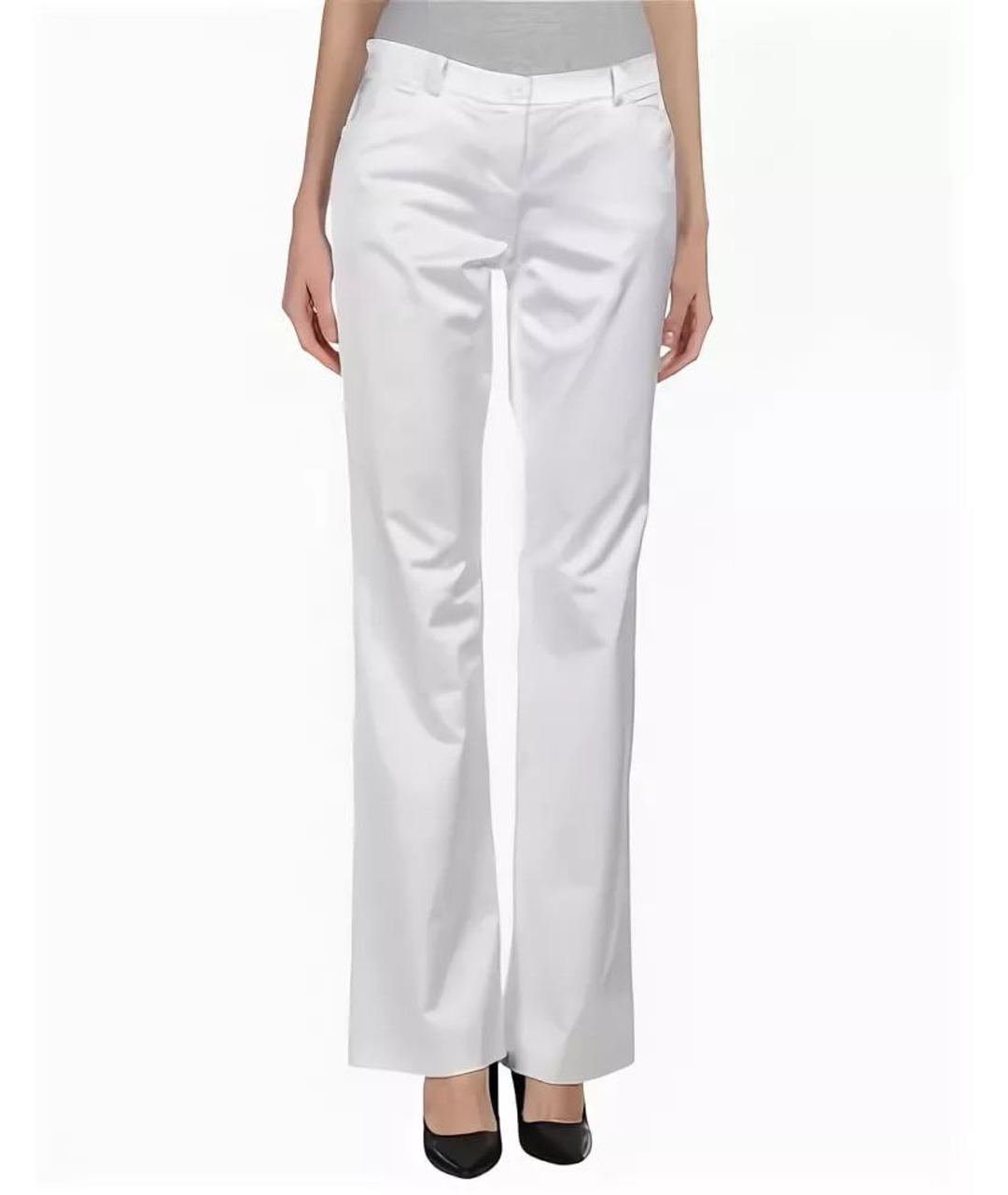 PINKO Белые хлопко-эластановые брюки широкие, фото 8