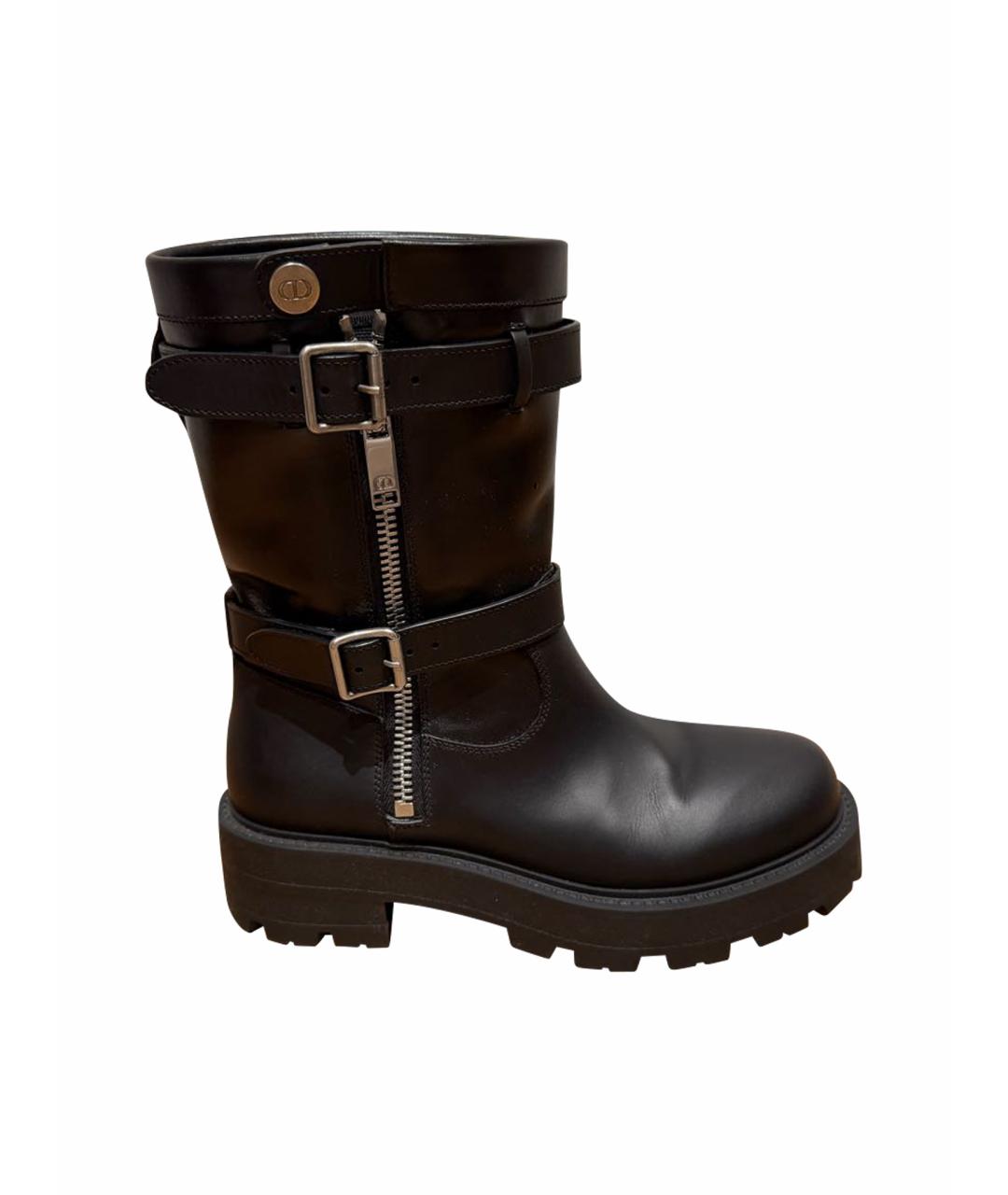 CHRISTIAN DIOR Черные кожаные полусапоги, фото 1