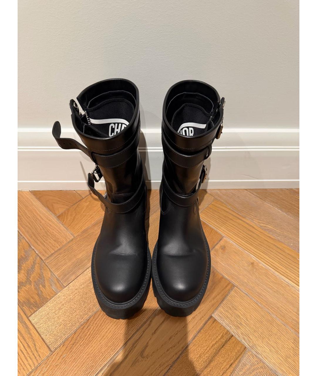 CHRISTIAN DIOR Черные кожаные полусапоги, фото 3