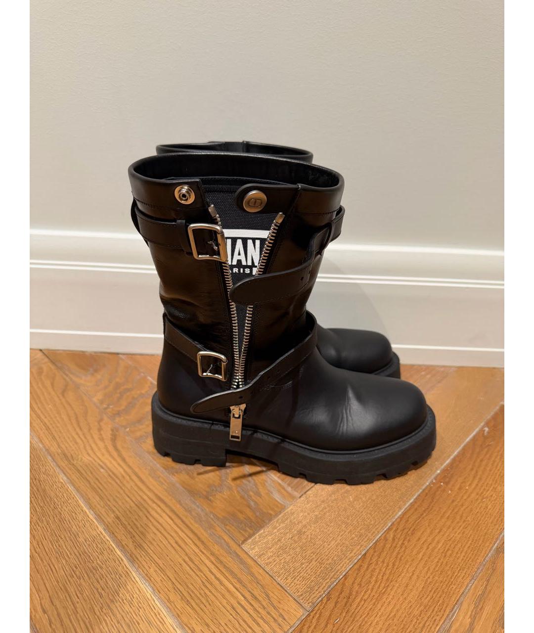 CHRISTIAN DIOR Черные кожаные полусапоги, фото 2