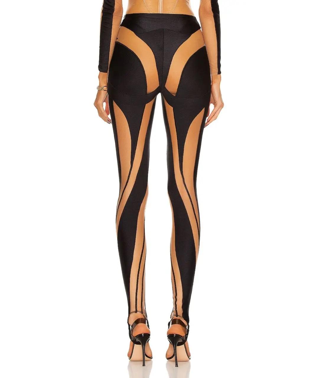 MUGLER Черные полиамидовые леггинсы и велосипедки, фото 7