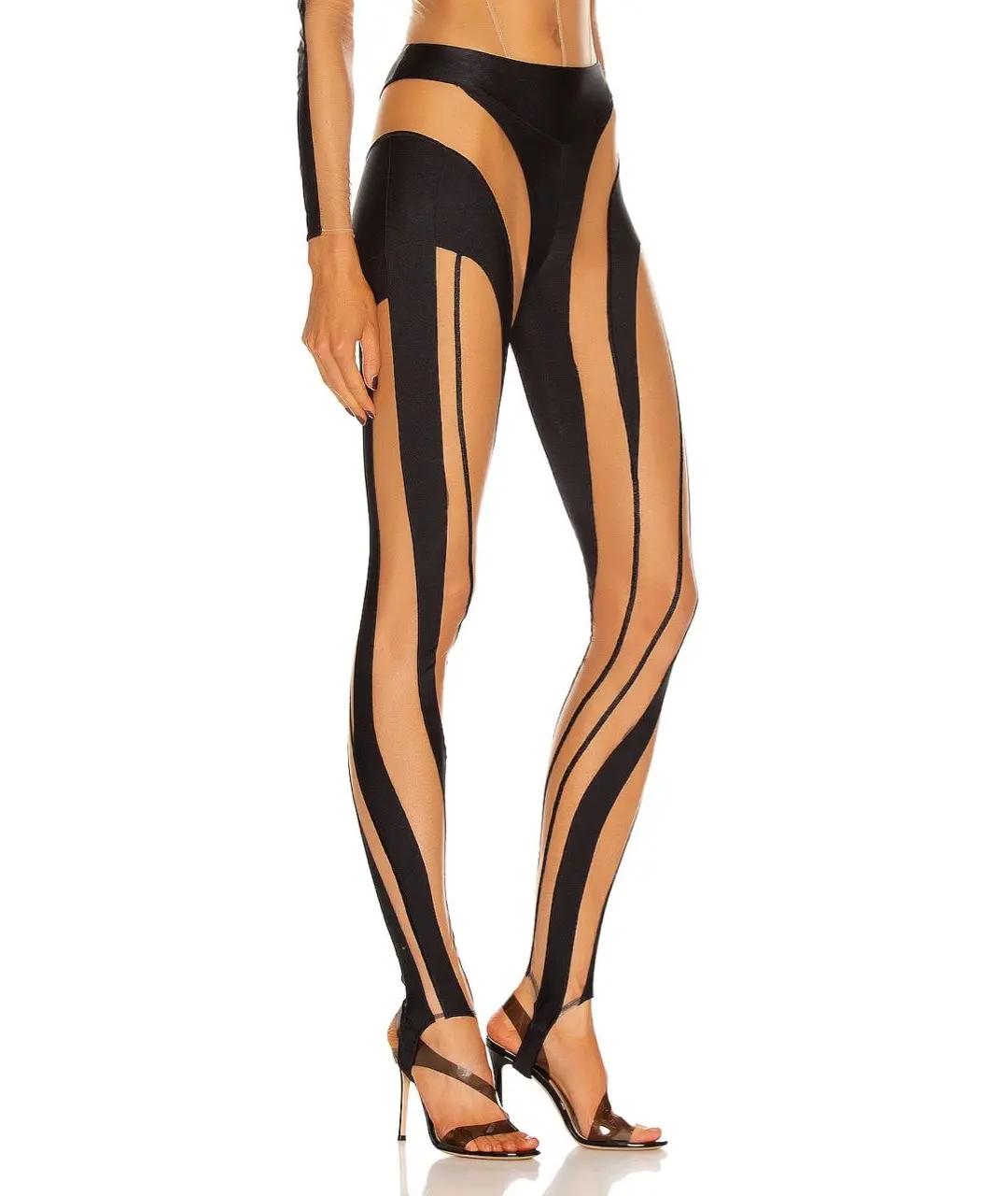 MUGLER Черные полиамидовые леггинсы и велосипедки, фото 6