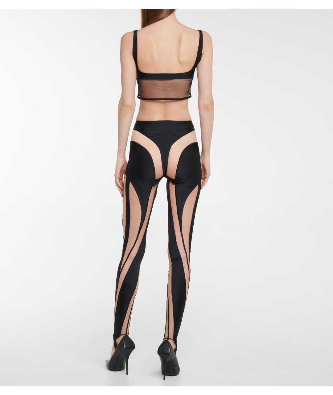 MUGLER Черные полиамидовые леггинсы и велосипедки, фото 3