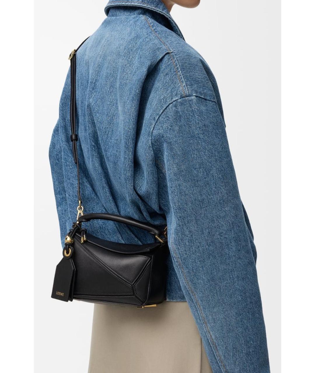 LOEWE Черная кожаная сумка через плечо, фото 4