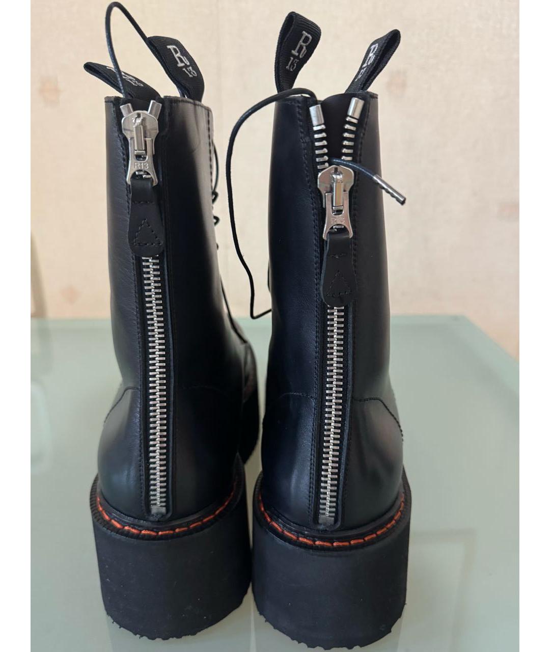 R13 Черные кожаные ботинки, фото 4
