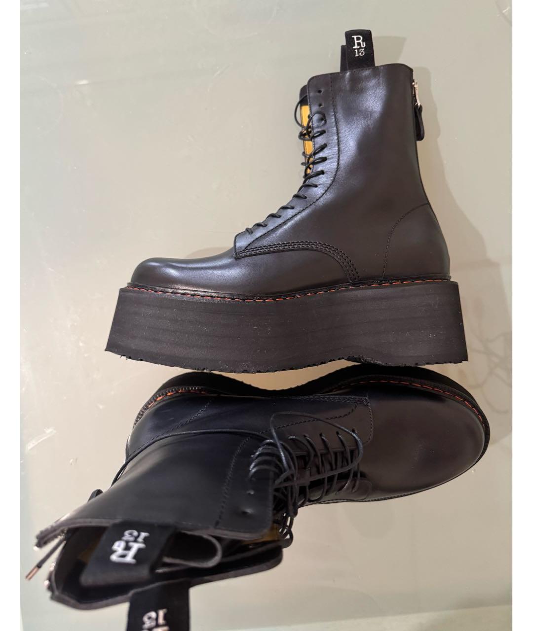 R13 Черные кожаные ботинки, фото 3