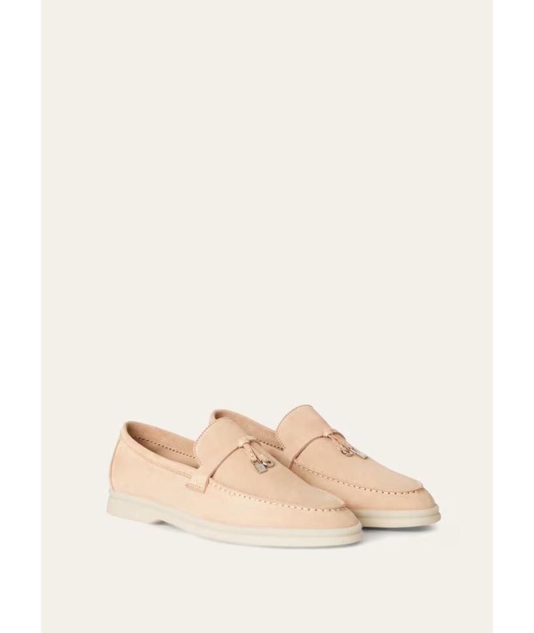 LORO PIANA Бежевые замшевые лоферы, фото 2