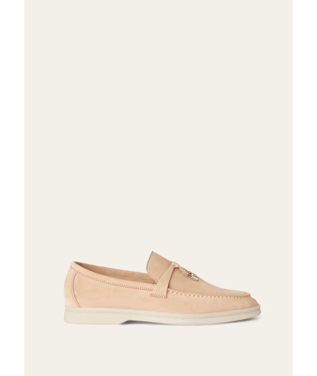LORO PIANA Бежевые замшевые лоферы, фото 7