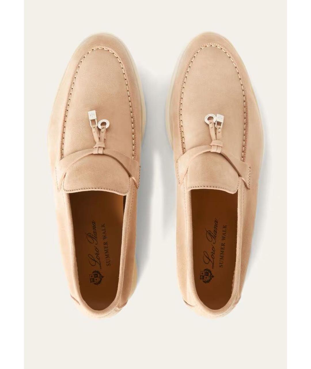 LORO PIANA Бежевые замшевые лоферы, фото 6