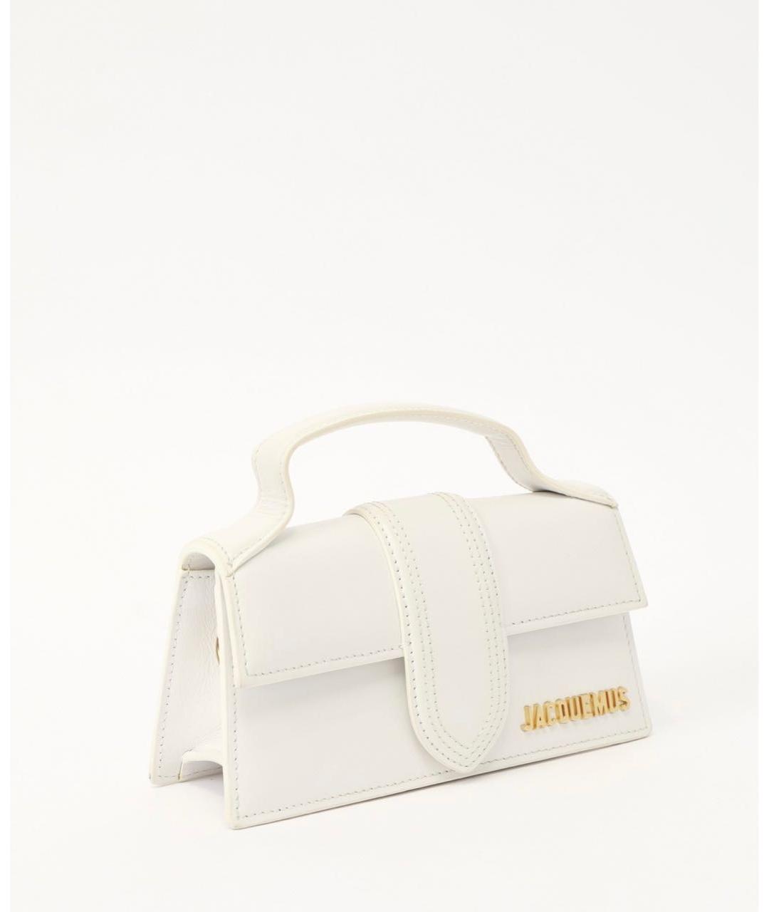 JACQUEMUS Белая кожаная сумка с короткими ручками, фото 2