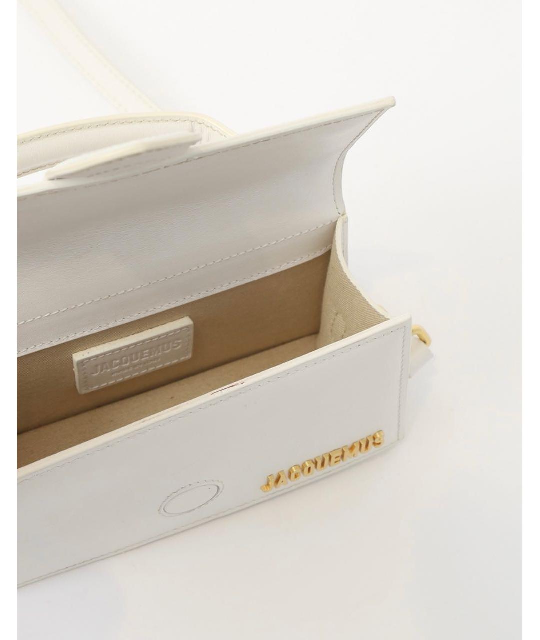 JACQUEMUS Белая кожаная сумка с короткими ручками, фото 4