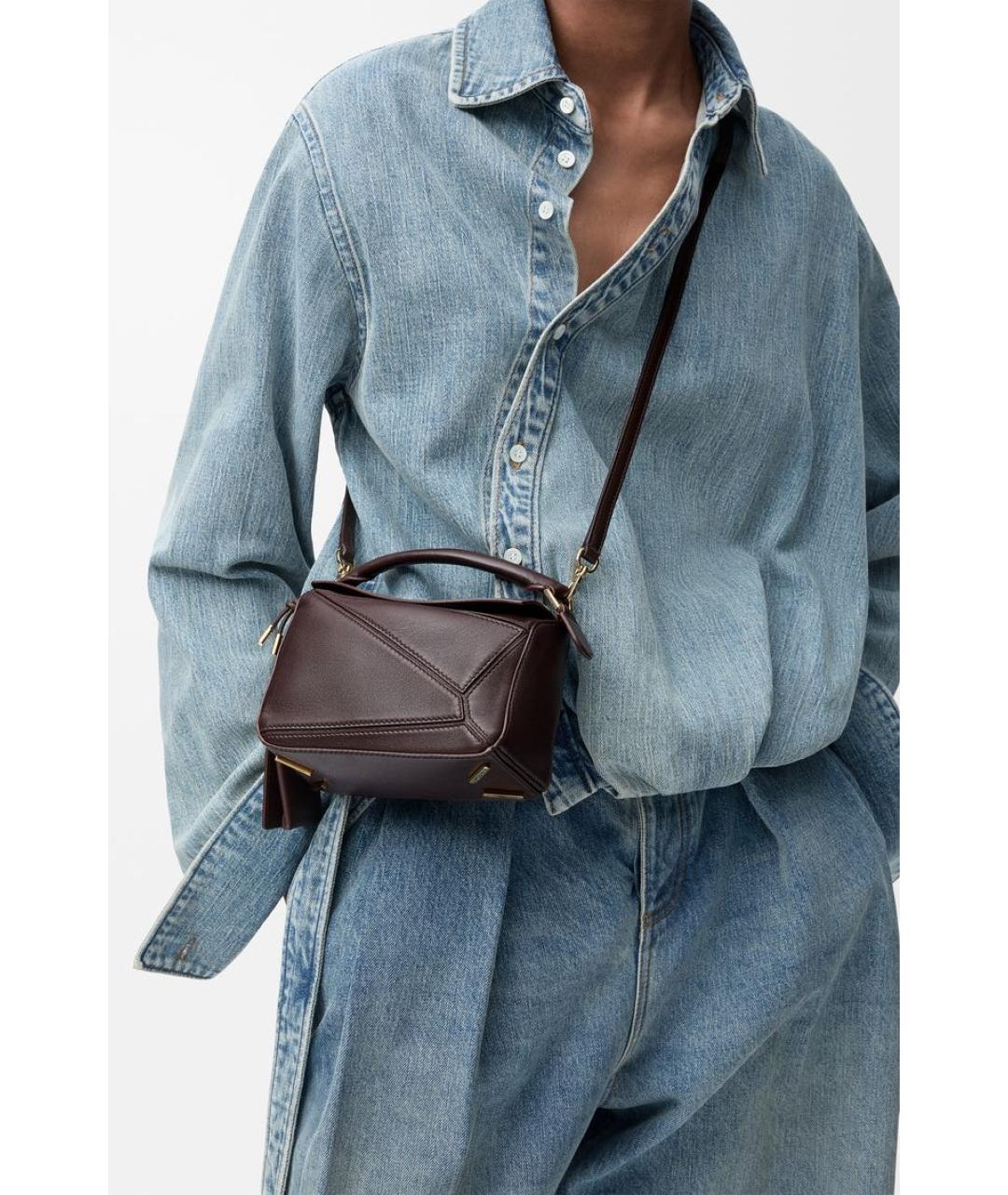 LOEWE Коричневая кожаная сумка через плечо, фото 3