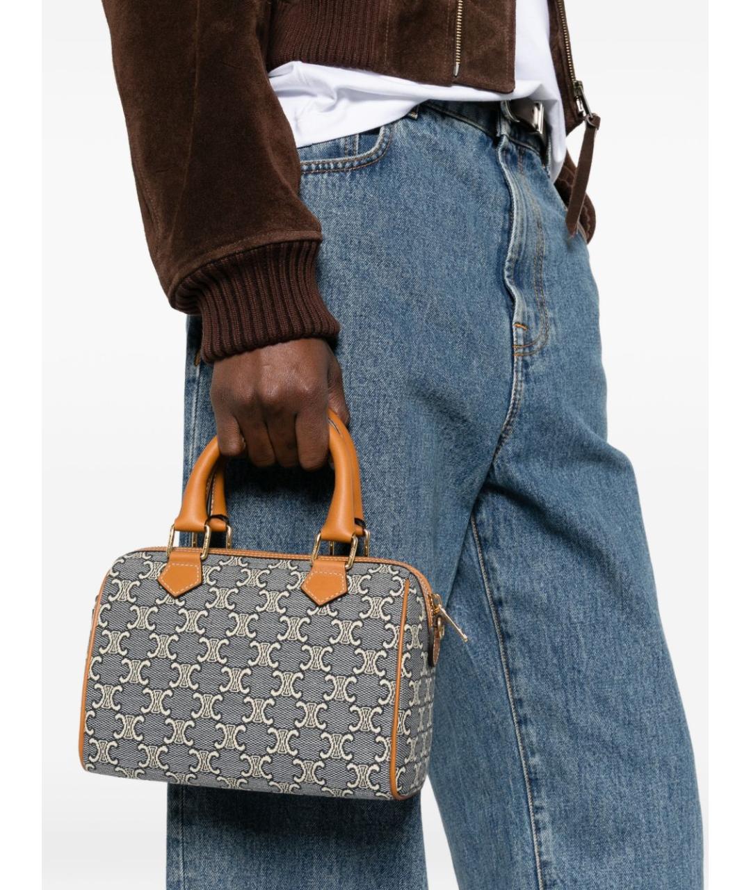 CELINE Голубая хлопковая сумка тоут, фото 3