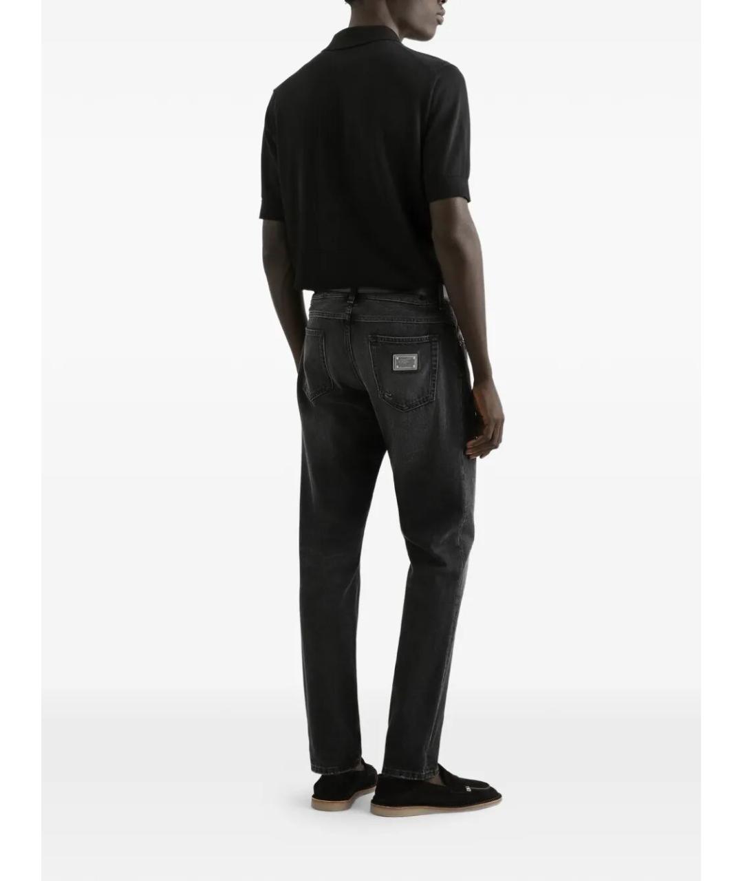 DOLCE&GABBANA Черные хлопковые прямые джинсы, фото 4