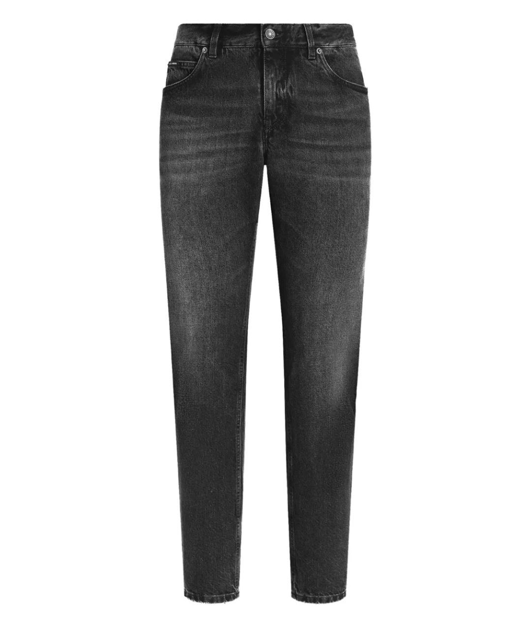 DOLCE&GABBANA Черные хлопковые прямые джинсы, фото 1