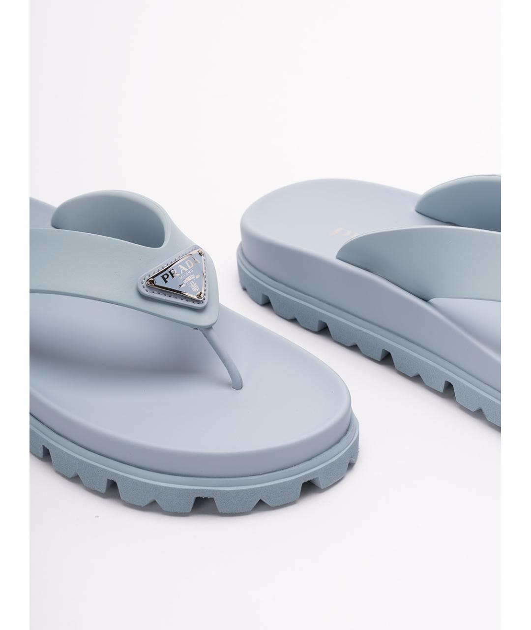 PRADA Голубые резиновые шлепанцы, фото 5