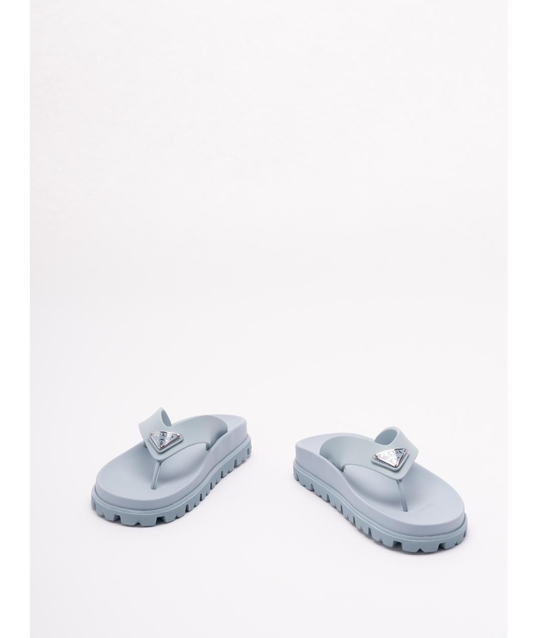 PRADA Голубые резиновые шлепанцы, фото 2