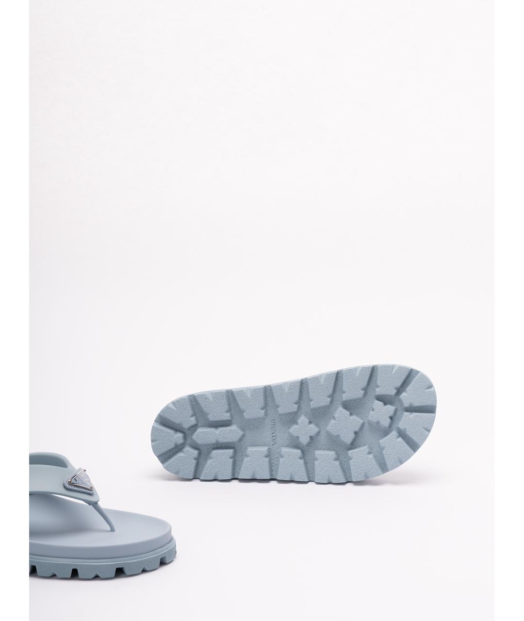 PRADA Голубые резиновые шлепанцы, фото 4