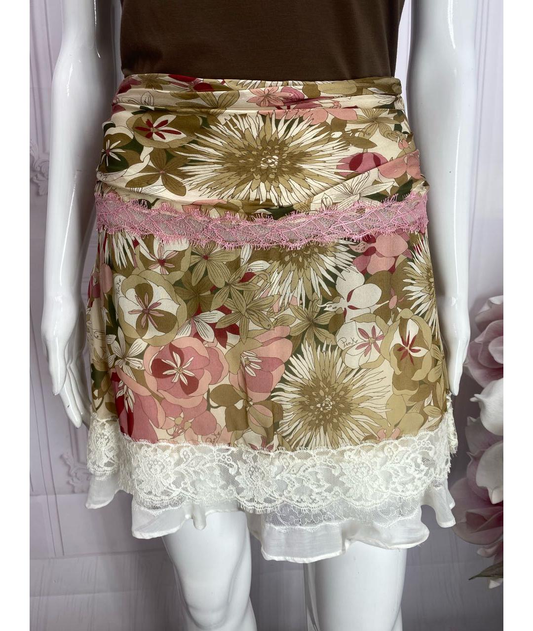 PINKO Мульти шелковая юбка мини, фото 9