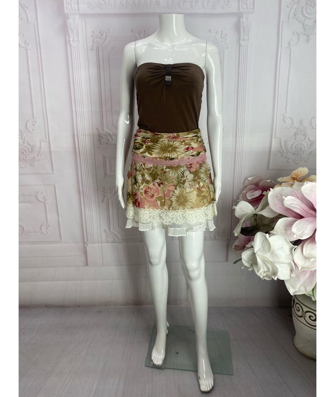 PINKO Мульти шелковая юбка мини, фото 8