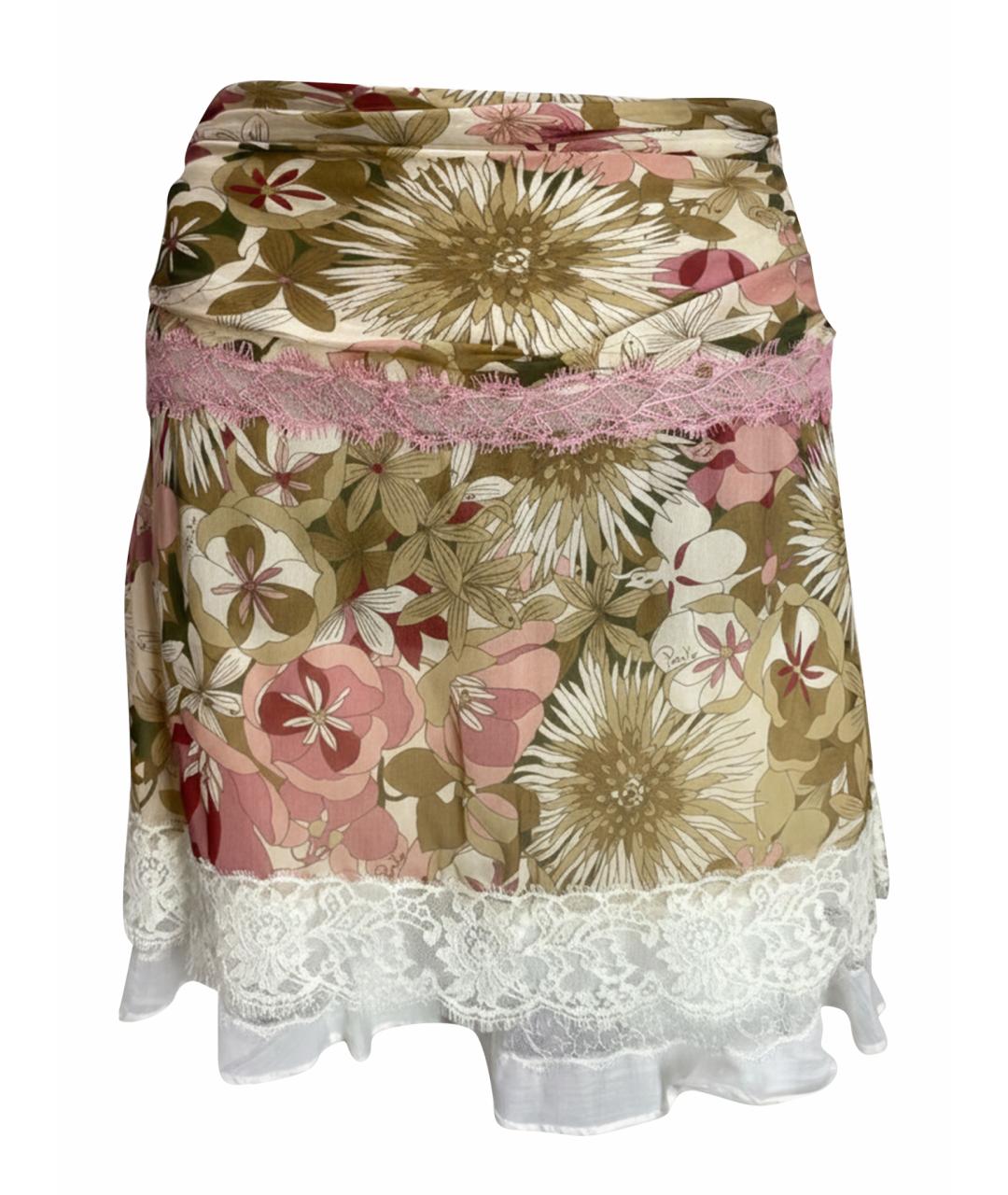 PINKO Мульти шелковая юбка мини, фото 1